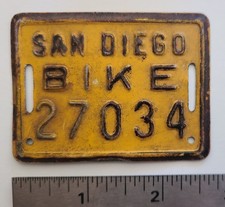 Vtg 1940's-50's San Diego Bicycle Bike License AND OTL 35th annual program 1988 picture
