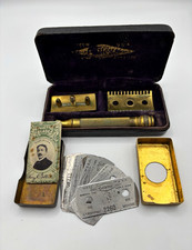 Antique 1920s Gillette Old Type Ball End Safety Razor Set w/ Case & Blades picture