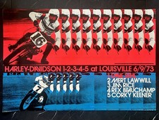 Original 1973 Harley-Davidson Louisville AMA Racing Poster Duane Unkefer 24x36 picture