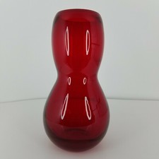 Ruby Red Glass Vase Thick Heavy 8