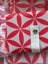 4 FUNKY Avon 60’s Roll up Orange & Ivory Placemats W/ Zip Pocket 4 Utensils. NWT picture