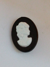 Cameo Small Black White Plastic Lapel Pin picture