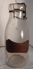 vintage pt tin top milk bottle-original paper label--Prepared Mustard Frank Voge picture