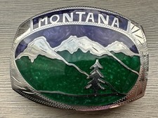 Vintage Johnson & Held Montana Mountaintops Handmade Belt Buckle picture