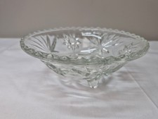 Vintage Anchor Hocking Clear Pressed Glass Candy Bowl w/Starburst Pattern J3 picture