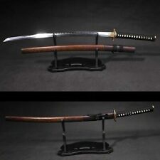 HANDMADE CLAY TEMPERED FOLDED STEEL JAPANESE SAMURAI KATANA SWORD FULL TANG picture