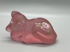 Fenton Lenox Exclusives Rose The Little Pink Cat Sleeping Glass Figurine picture