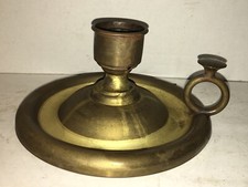 Antique 19Th Century Chamber Candle Stick  Lighting Spun Brass picture