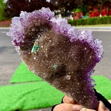 382G Natural Vision Amethyst quartz cluster crystal druzy mineral specimen picture