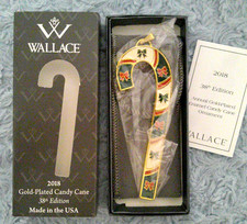 Wallace USA Gold Plate Enamel 2018 CANDY CANE Christmas Ornament NIB picture