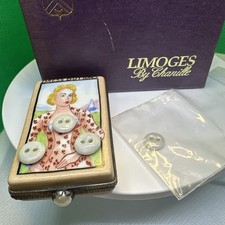  Chanille Limoges Box Peint Main Dress Buttons Card Retired Sewing Rare  picture