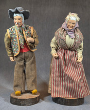 Vintage Pair of Santons De Provence, French Folk-Art Statues, Hand Crafted picture
