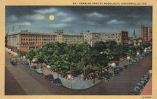 Vintage 1936/1947 Hemming Park by Moonlight Jacksonville Florida Posted Postcard picture