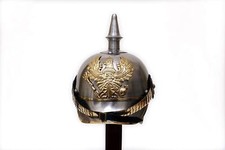 German Pickelhaube 19th Century Steel Helmet with Liner Cosplay LARP Accessory picture