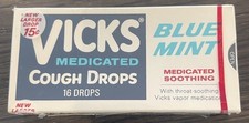 Vintage Pre-Barcode VICKS BLUE MINT COUGH DROPS  Cello-Sealed Box  New Old Stock picture
