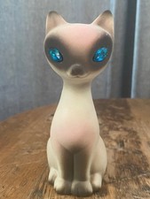 Vtg Roselane Pottery Siamese Cat Figurine SPARKLER Rhinestone Eyes USA 5