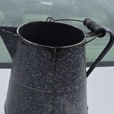 Vtg Large Gray Speckled Graniteware Enamelware Cowboy Coffee Pot Kettle 11
