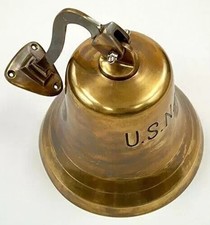 6-Inch Antique Brass US Navy Bell | Nautical Ship Bell Home Décor Gift picture