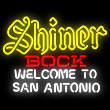 New Shiner Bock Welcome to San Antinio Neon Sign 24x20 Beer Bar Glass Wall Decor picture