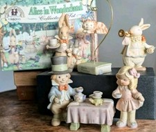 Memories of yesterday Alice in wonderland Figurine Set madhatter Disney 1992 Vtg picture