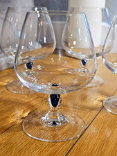Vintage Courvoisier Cognac Brandy Snifters Cobalt Blue Teardrop Stem Set of 4 picture