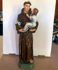 Vintage St. Anthony with Christ 1940’s Christianity See Inscription 14” picture