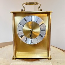 Vintage Belvedere Brass Gold Carriage Mantel Clock West Germany Quartz Roman Num picture