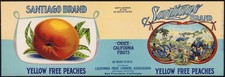 SANTIAGO BRAND PEACHES vintage can label CFCA San Francisco 1906-1916 battle picture