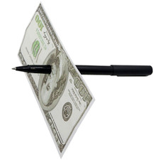 Magic Trick Pen Through Dollar - Piercing Pen - FREE First Class Shipping picture