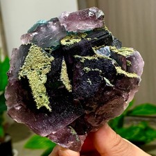 401G Natural green purple Fluorite with pyrite Mineral Crystal Specimen/China picture