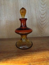 Rare Mid Century Modern Amberina Glass Hourglass Perfume Bottle picture