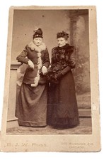 Nice Antique Cabinet Card Victorian 2 Ladies Photo Photograph 4”  picture
