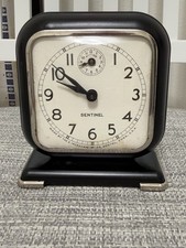 Antique 1922 Ingraham Sentinel Alarm Clock * Blk/Nickel * WORKING * Read Details picture