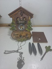 Vtg West Germany Cuckoo Clock Black Forrest Deer Animated Figures Weights TD62D picture