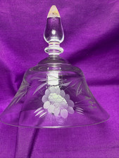 Vintage Clear Etched Crystal Floral BELL Wide Rim picture