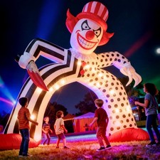14FT Halloween Inflatable Giant Scary Clown Archway, Blow Up Evil Circus Jester  picture