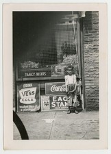 Corner Store w/Poor African American Boy Child 1940 Coca Cola Vess Black Q10358 picture