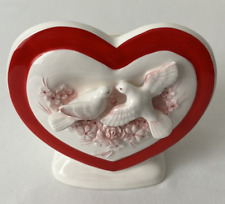 Vintage Norcrest Kissing Doves Heart Shape Planter Valentines Japan Rare picture