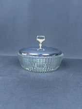 Vintage Mid-Century Kromex Vertical Ribbed Glass Covered Candy Dish picture