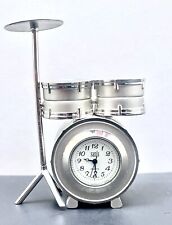 SMALL DRUM SET MINIATURE DESK CLOCK MUSIC WATCH SANIS QUARTS AWESOME GIFT picture