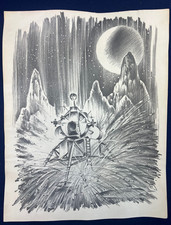 1965 Lunar Landing Sci-Fi Print by Chief NASA Illustrator Apollo Drawing picture