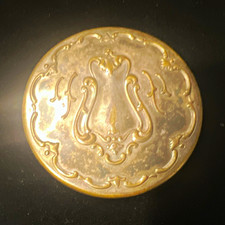 Vintage Gorham Co. Silver Plated Purse Compact/ Vanity Mirror, Monogrammed Back picture