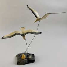 Vintage Mid Century Modern Seagulls on Rock Figurine Hong Kong 8” picture