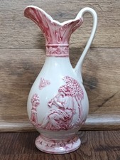 1880 Antique S. Fielding Co Crown Strasburg England Pitcher Vase Pink Relief 8
