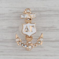 Vintage Delta Gamma Sorority Anchor Badge 10k Yellow Gold Pearls Greek Pin picture
