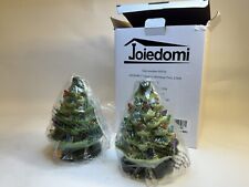 Set of 2 Joiedomi CHRISTMAS LIGHT UP TREE CERAMIC GLAZED COLORED BULBS 7.5” picture