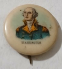 RARE 1896 GEORGE WASHINGTON SWEET CAPORAL CELLULOID PIN TOBACCO ADVERTISING picture