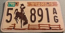 1979 Wyoming Vintage License Plate 5-891 AG Bucking Bronco picture