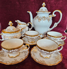 Weimar Germany 13-Piece Tea Set KATHARINA #14051 Heavy Gold Teapot Cups Saucers picture