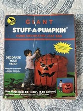 Vintage 1989 Sun Hill Giant Stuff-A-Pumpkin Leaf Bag Jack-O-Lantern Halloween picture
